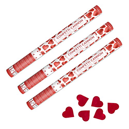 3 Konfetti Kanonen, rote Herzen 3 Konfetti Kanonen, rote Herzen von PartyDeco