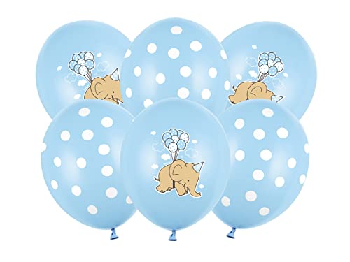 Luftballons 30cm 6er Set mit Aufdruck Elefant Punkte Latex Geburt Babyparty Kindergeburtstag blau Luftballons 30cm 6er Set mit Aufdruck Elefant Punkte Latex Geburt Babyparty Kindergeburtstag blau von PartyDeco