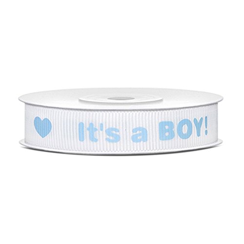 Band Geschenkband Dekoband Junge hell-blau " It's a boy " 12mm x 10m zur Geburt Taufe von PartyDeco