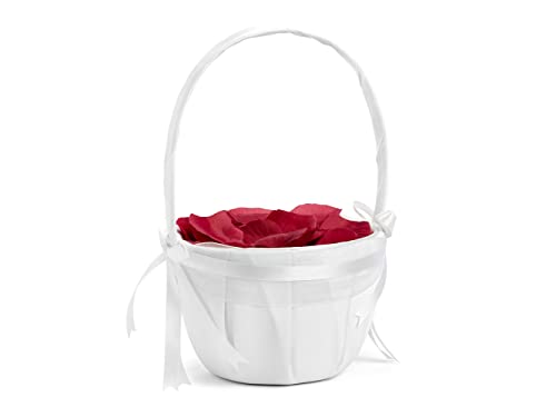 Blumenmädchen Korb mit Henkel Satinstoff 15x26cm weiß - Blumenkinder Streukörbchen Hochzeit Blumenmädchen Korb mit Henkel Satinstoff 15x26cm weiß - Blumenkinder Streukörbchen Hochzeit von PartyDeco