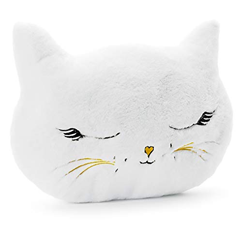 Dekokissen Katze ca. 42x32cm Kuschelkissen flauschig Plüschkissen Kinderzimmer Babyzimmer Deko weiß von PartyDeco