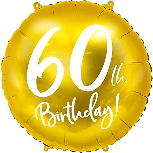 Folienballon rund gold Nr. 60 Birthday 45cm von PartyDeco