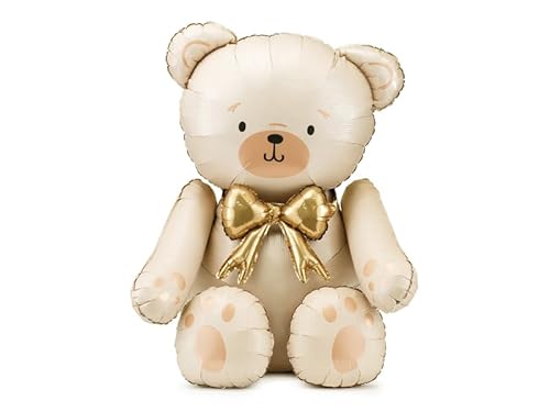 Folienballon Bär – 84 cm – Creme mit goldener Schleife – Luftfüllung – Stehender Ballon für Baby Shower & Kinderpartys Folienballon Bär – 84 cm – Creme mit goldener Schleife – Luftfüllung – Stehender Ballon für Baby Shower & Kinderpartys von PartyDeco