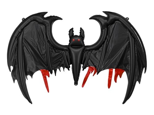 Folienballon Fledermaus 120x81cm - Ballon für Helium oder Luft - Luftballon für Gruselparty Kindergeburtstag Geburtstag - Halloween Folienluftballon Partydeko - Schwarz Rot von PartyDeco