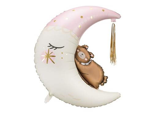 Folienballon Mond mit Bär 71x86cm - XXL Ballon für Helium oder Luft - Luftballon zur Geburt Babyparty Mädchen Baby Shower Kindergeburtstag - Folienluftballon als Geburtstagsdeko - Weiß Hellrosa Folienballon Mond mit Bär 71x86cm - XXL Ballon für Helium oder Luft - Luftballon zur Geburt Babyparty Mädchen Baby Shower Kindergeburtstag - Folienluftballon als Geburtstagsdeko - Weiß Hellrosa von PartyDeco