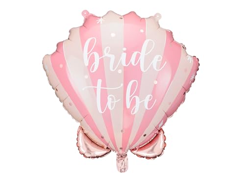 Folienballon Muschel 52x50cm Bride To Be - Ballon für Helium oder Luft - Luftballon für JGA Junggesellinnenabschied Bachelorette Party - Folienluftballon als Partydeko - Hellrosa Rosa von PartyDeco