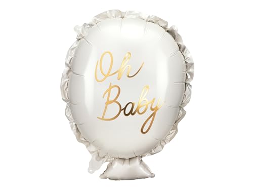 Folienballon mit Oh Baby Schrift 37x53cm - Ballon für Helium oder Luft - Luftballon für Baby Shower Babyparty Junge Mädchen - Folienluftballon als Geschenk zur Geburt - Weiß Gold Folienballon mit Oh Baby Schrift 37x53cm - Ballon für Helium oder Luft - Luftballon für Baby Shower Babyparty Junge Mädchen - Folienluftballon als Geschenk zur Geburt - Weiß Gold von PartyDeco