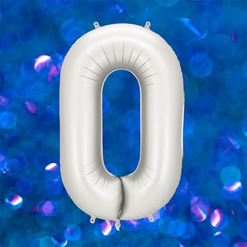 Großer Silberfolienballon mit Zahl 0 für Geburtstagsfeiern und Kulissen von PartyDeco