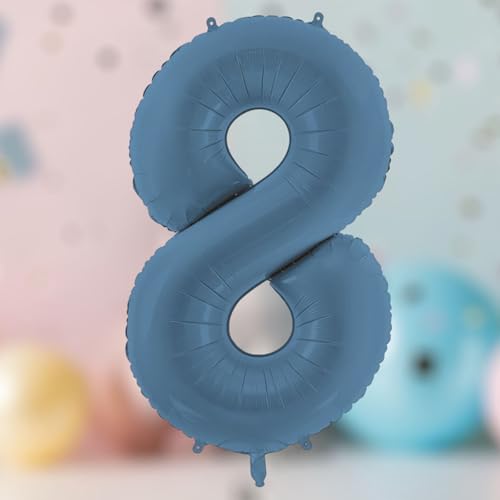 Großer marineblauer Folienballon mit Zahl 8 für Geburtstagsfeiern und Kulissen von PartyDeco