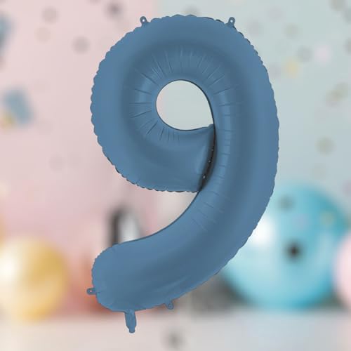Großer marineblauer Folienballon mit Zahl 9 für Geburtstagsfeiern und Kulissen von PartyDeco