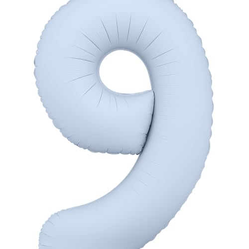 Großer nebelblauer Folienballon mit Zahl 9 für Party-Dekoration und Hintergründe Großer nebelblauer Folienballon mit Zahl 9 für Party-Dekoration und Hintergründe von PartyDeco