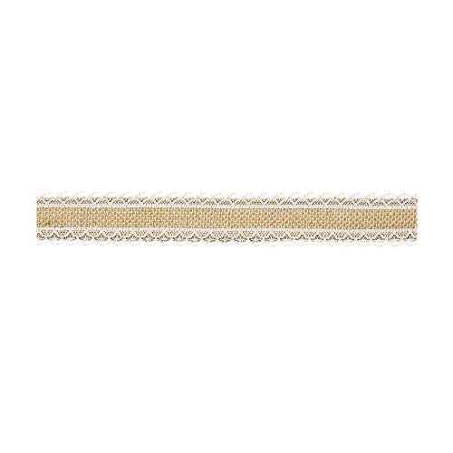Juteband 4cm x 5m Rolle mit Spitze Jute Band Hochzeit Schleifenband Geschenkband Vintage natur weiß / Jute tape with lace 4x500cm von PartyDeco