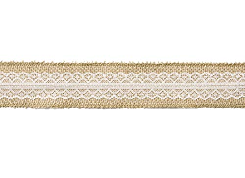 Juteband 5cm x 5m Rolle mit Spitze Jute Band Hochzeit Schleifenband Geschenkband Vintage natur weiß/Jute tape with lace 5x500cm Juteband 5cm x 5m Rolle mit Spitze Jute Band Hochzeit Schleifenband Geschenkband Vintage natur weiß/Jute tape with lace 5x500cm von PartyDeco