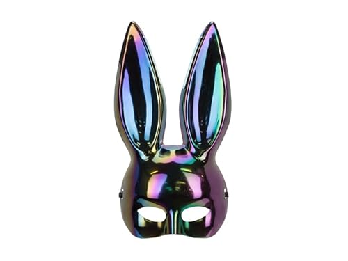 Kaninchen Maske Schwarz Opal ca. 16,5 x 34 cm, wiederverwendbar, Bunny Maske für Erwachsene, Party Accessoire Karneval, Maskenball Verkleidung, unisex Dekoration Fasching von PartyDeco