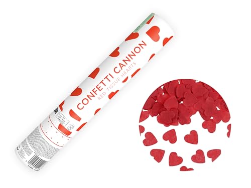 Konfettikanone mit Herzen 28cm x12 Stück - 5 bis 8 m Effekthöhe - Konfetti Kanone Hochzeit Verlobung - Party Popper - Konfettiregen Shooter - Konfettibombe - Rot Konfettikanone mit Herzen 28cm x12 Stück - 5 bis 8 m Effekthöhe - Konfetti Kanone Hochzeit Verlobung - Party Popper - Konfettiregen Shooter - Konfettibombe - Rot von PartyDeco