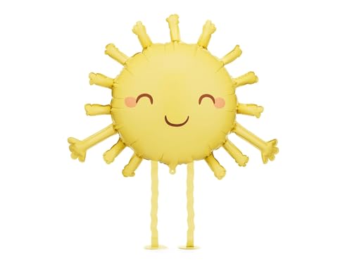 Laufender Folienballon Sonne mit Gesicht – Gelb – ca. 91 x 77 cm – Helium-Ballon mit Beinchen – süße Deko für Kindergeburtstag, Babyparty & Sommerparty Laufender Folienballon Sonne mit Gesicht – Gelb – ca. 91 x 77 cm – Helium-Ballon mit Beinchen – süße Deko für Kindergeburtstag, Babyparty & Sommerparty von PartyDeco