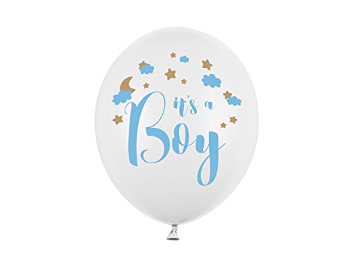 Luftballons It's a Boy 30cm 6er Set mit Aufschrift Latex Geburt Ballondeko Partyballons Deko von PartyDeco