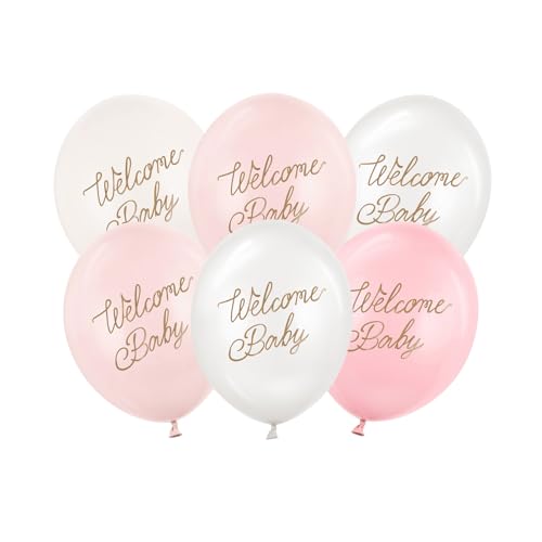 Luftballons mit Aufschrift "Welcome Baby", Rosa, 30 cm, 6 Stück, Babypartyballons für Mädchen, Partyzubehör Luftballons mit Aufschrift "Welcome Baby", Rosa, 30 cm, 6 Stück, Babypartyballons für Mädchen, Partyzubehör von PartyDeco
