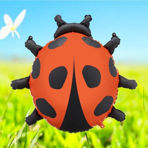 Marienkäfer-Folienballon – Rot & Schwarz – 66 x 64,5 cm – Luft & Helium – Kindergeburtstag, Frühling, Gartenparty von PartyDeco