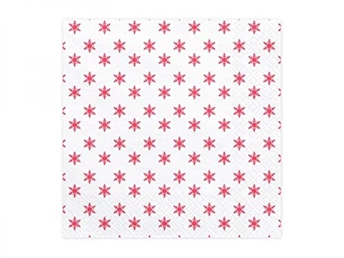 Napkins Snowflakes red 33x33cm (1 pkt / 20 pc.) von PartyDeco