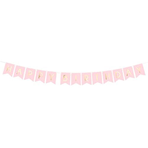 Party Deco Geburtstagsbanner, Girlande, Banner - Happy Birthday Schriftzug, 175 cm - Geburtstagsparty, Partybanner Dekoration für Kinder, Mädchen, Jungen Geburtstagsfeier - Rosa mit Gold von PartyDeco