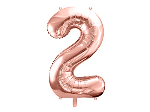 Party Deco Helium Luftballon - Geburtstag Deko - Folienballon - Zahl 2 - Rose Gold - 86 cm von PartyDeco