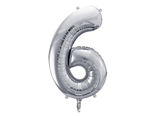 PartyDeco Helium Luftballon - Geburtstag Deko - Folienballon - Zahl 6 - Silber - 86 cm PartyDeco Helium Luftballon - Geburtstag Deko - Folienballon - Zahl 6 - Silber - 86 cm von PartyDeco