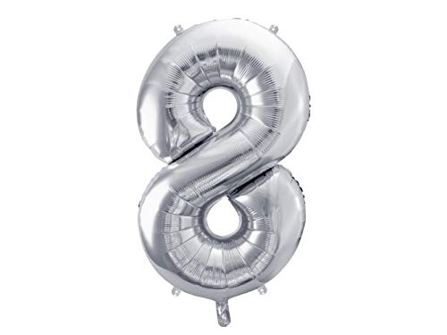PartyDeco Helium Luftballon - Geburtstag Deko - Folienballon - Zahl 8 - Silber - 86 cm PartyDeco Helium Luftballon - Geburtstag Deko - Folienballon - Zahl 8 - Silber - 86 cm von PartyDeco
