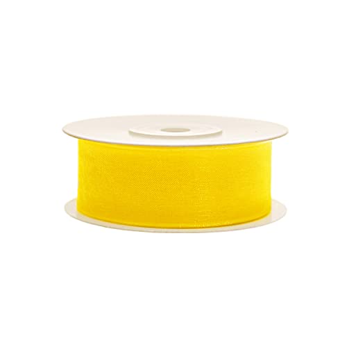 PartyDeco 1 Chiffonband, gelb, 25mm, 25m von PartyDeco