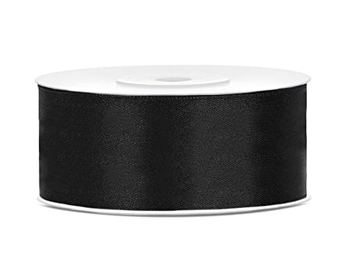 partydeco.pl 25m Satinband Satin Geschenkband schwarz 25mm breit von PartyDeco