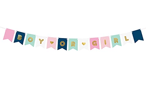 PartyDeco Banner Boy or Girl in Gold Banner für Baby Shower Gender Reveal Party Inschrift Mädchen Junge Girlande für Geburtstag Überraschungsparty für Mama PartyDeco Banner Boy or Girl in Gold Banner für Baby Shower Gender Reveal Party Inschrift Mädchen Junge Girlande für Geburtstag Überraschungsparty für Mama von PartyDeco