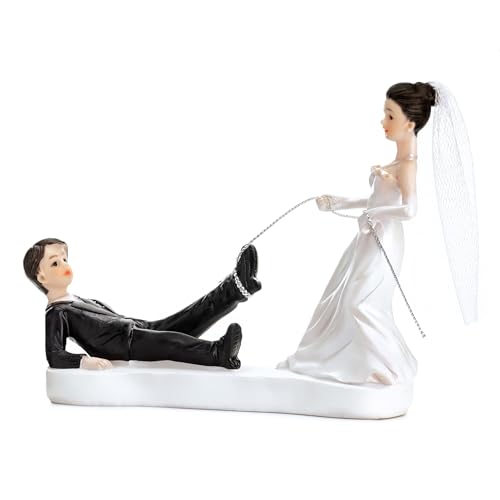Tortenfigur Hochzeit 11,5cm - Brautpaar Figuren mit Seil - Hochzeitstorte Deko Tortendeko Tortenaufsatz Cake Topper - Hochzeitsdeko Torte - Hochzeitstortenfiguren Weiß Schwarz Tortenfigur Hochzeit 11,5cm - Brautpaar Figuren mit Seil - Hochzeitstorte Deko Tortendeko Tortenaufsatz Cake Topper - Hochzeitsdeko Torte - Hochzeitstortenfiguren Weiß Schwarz von PartyDeco