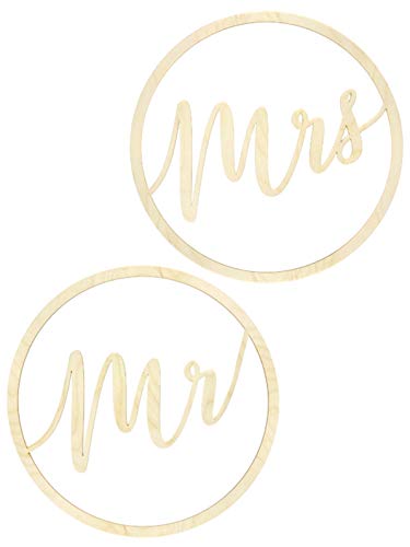 Mellilu Stuhl Aufhänger Hochzeit Stuhl Dekoration 2 Stück Holz Zeichen Mr Mrs 38 cm von PartyDeco