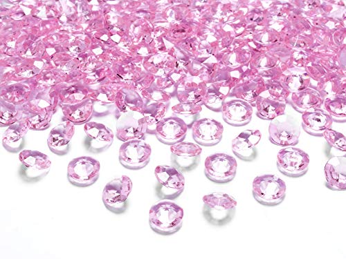 PartyDeco Diamant Konfetti, verstreute Dekoration- Diamant Perlen Kristalle hell rosa DIY Handwerk Tischdekorationen für Hochzeiten Geburtstag Parteien Karneval von PartyDeco