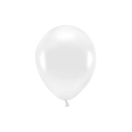 PartyDeco Eco Metallic Latex Luftballons 100Stk 12 Zoll Helium Metallballons für Geburtstag Hochzeit Baby Shower Christams Naturlatex Luftballons (Weiß) von PartyDeco