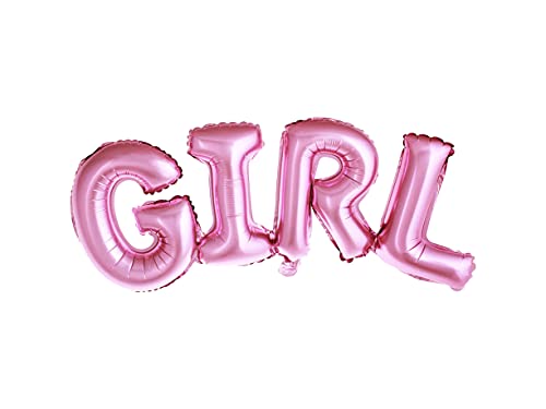 PartyDeco Folie Ballon Girl Mädchen Aufschrift in Rosa- Dekoration für Gender Reveal Baby Shower- Ballon für Hel Air Größe ca 33x74 cm Ballongirlande für Geburtstag Geburtstag von PartyDeco