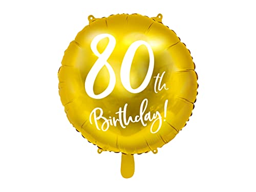 PartyDeco Folie Ballon Runde Gold mit Aufschrift 80. Birthday- 80. Geburtstag- Durchmesser ca. 45 cm- auf Hel Luft Geburtstagsdekoration Luftballon Girlande Party Hängedekoration PartyDeco Folie Ballon Runde Gold mit Aufschrift 80. Birthday- 80. Geburtstag- Durchmesser ca. 45 cm- auf Hel Luft Geburtstagsdekoration Luftballon Girlande Party Hängedekoration von PartyDeco