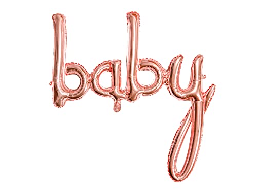 PartyDeco Folienballon Baby Aufschrift in Rose Gold- Dekoration für Baby Shower Gender Reveal- Größe ca 73,5 x 75,5 cm Geburtstagsdekoration Taufe Baby Shower Gender Reveal Geburtstag von PartyDeco