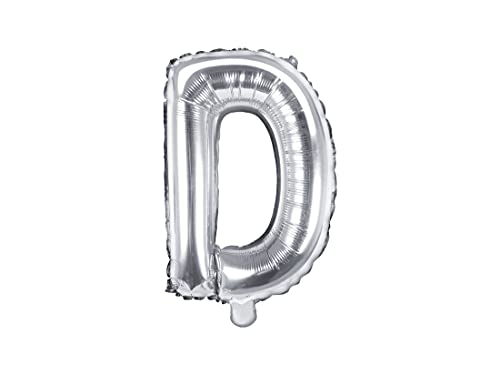 PartyDeco Folienballon Buchstabe "D" Silber-Geburtstag Hochzeit Jahrestag Folienballon Buchstabe "D"- Silber Größe ca. 35 cm Verlobung Silvesterparty Folienballon Hel Deko von PartyDeco