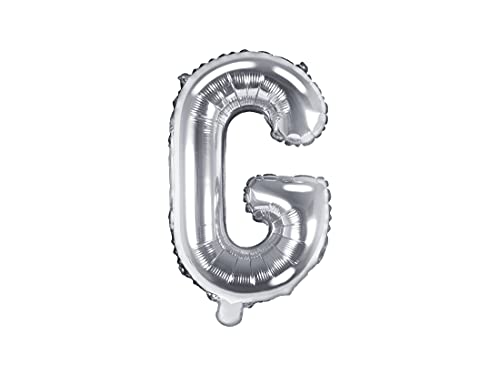 PartyDeco Folienballon Buchstabe "G" Silber-Geburtstag Hochzeit Jahrestag Folienballon Buchstabe "G"- Silber Größe ca. 35 cm Verlobung Silvesterparty Folienballon Hel Deko von PartyDeco