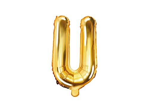 PartyDeco Folienballon Buchstabe "U" Gold-Geburtstag Hochzeit Jahrestag Folienballon Buchstabe "U"- Gold Größe ca. 35 cm Geburtstag Hochzeit Verlobung Silvesterparty Folienballon Hel Deko Geburtstag von PartyDeco