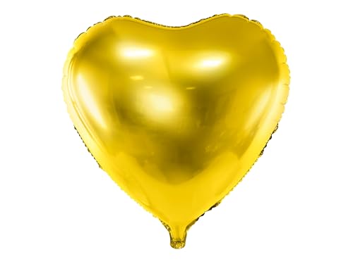 PartyDeco Folienballon Herz 35cm - Ballon für Helium oder Luft - Luftballon für Babyparty Geburtstag Hochzeit Folienballon Mylar Herzform Gold Metall Ø 45 cm - Gold von PartyDeco