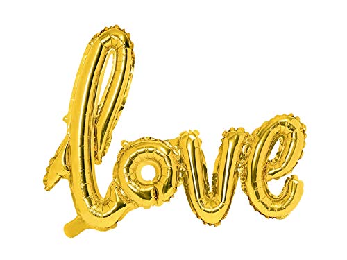 PartyDeco Folienballon Love Liebe Aufschrift in Gold - Dekoration für Valentinstag Verlobung Hochzeit - Ballon für Hel Air Größe ca. 73x59 cm Ballongirlande von PartyDeco