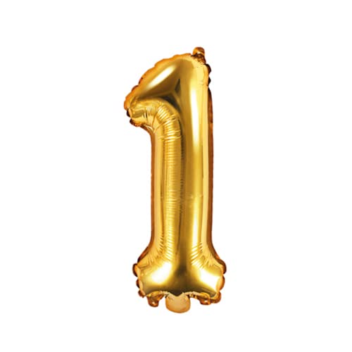 PartyDeco Folienballon Nummer "1" Gold-1. Geburtstag Hochzeit Jahrestag Folienballon Nummer "1"- Gold Größe ca. 35 cm Geburtstag Hochzeit Verlobung Silvesterparty Folienballon Hel Deko Geburtstag von PartyDeco