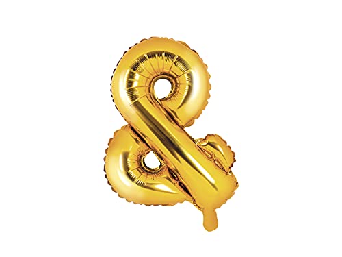 PartyDeco Folienballon Symbol "&" Gold-Geburtstag Hochzeit Jahrestag Folienballon Symbol "&"- Gold Größe ca. 35 cm Geburtstag Hochzeit Verlobung Silvesterparty Folienballon Hel Deko Geburtstag von PartyDeco