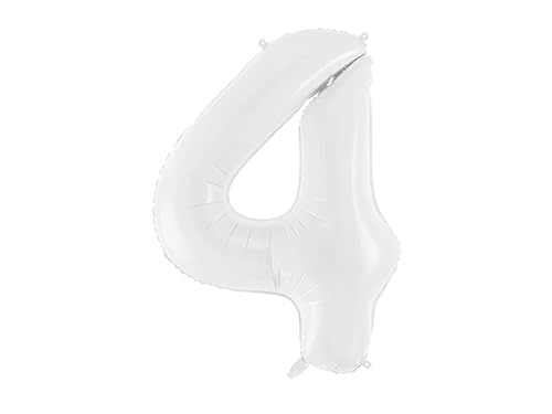 PartyDeco Folienballons Weiße Zahl 4 für Helium Luft Maß ca. 86 cm PartyDeco Folienballons Weiße Zahl 4 für Helium Luft Maß ca. 86 cm von PartyDeco