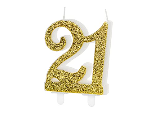 PartyDeco Geburtstag Kerze Nummer 21 gold 7.5cm Geburtstag Feiern Party Familientreffen Paraffin von PartyDeco