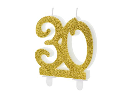 PartyDeco Geburtstag Kerze Nummer 30 Gold Glitter Kuchen Dekoration Kuchen Toppers Muffin Bakes Geburtstag Hochzeit Jubiläum Kerzen für Erwachsene Kinder Runde Geburtstag von PartyDeco