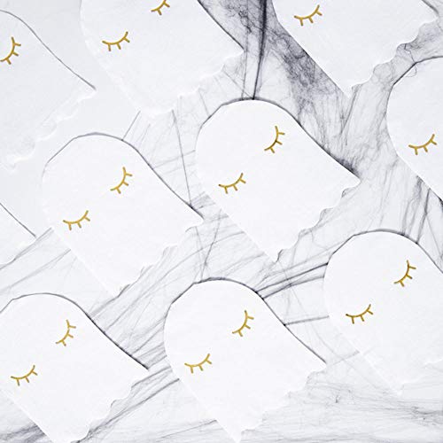 PartyDeco Geist Form Servietten weiß mit Gold gedruckt - Halloween Dekoration Taschentücher mit Geist gedruckt Papierhandtücher Einweg-Tischdekorationen von PartyDeco