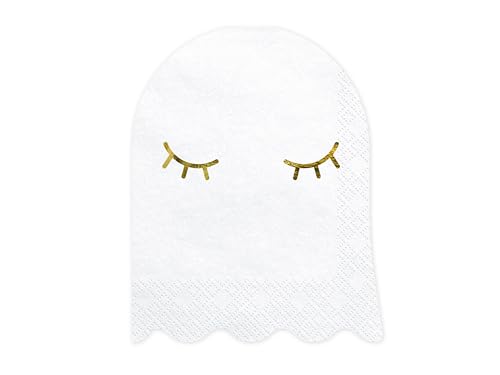 Servietten Gespenst 11x14cm 20 Stück 3-lagig - Gespenster Serviette Halloween Kindergeburtstag - Einweg Papierservietten Geburtstagsservietten - Weiß Gold Servietten Gespenst 11x14cm 20 Stück 3-lagig - Gespenster Serviette Halloween Kindergeburtstag - Einweg Papierservietten Geburtstagsservietten - Weiß Gold von PartyDeco